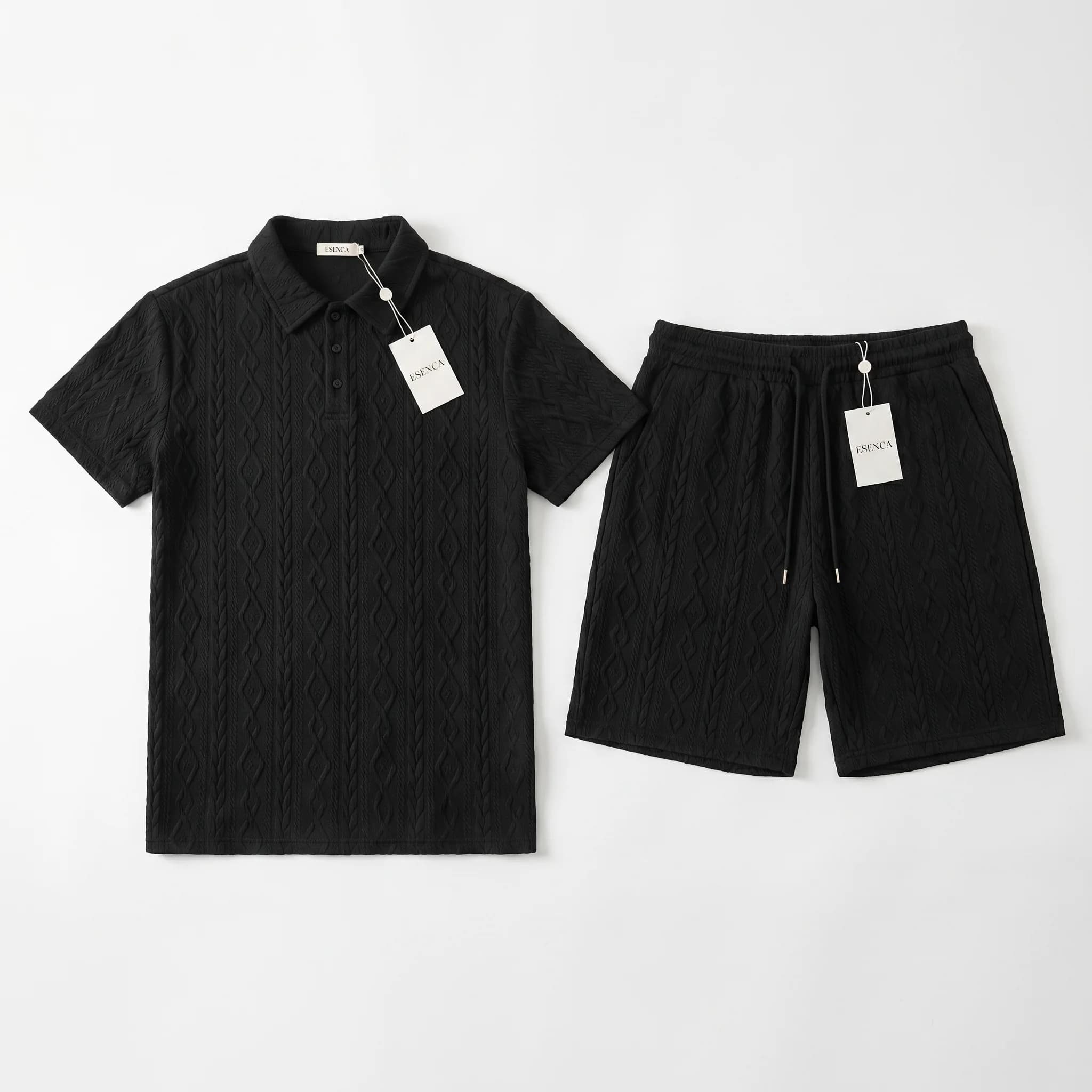Conjunto Polo Texturizado Negro